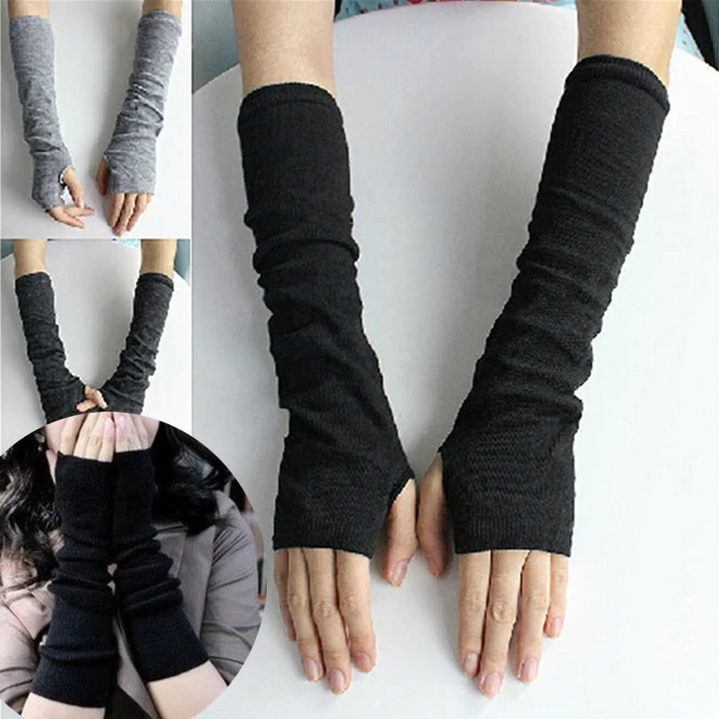 

Winter Women Fingerless Gloves Femme Knitted Glove Knitted Arm Warmers Glove New Fashion Warm Long Sexy Adult Elbow Solid