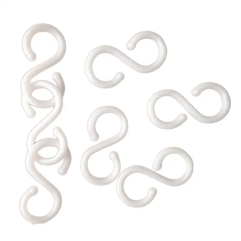 100pcs S Hooks Hanging Mini Plastic White S Shaped Utensils Clothes Towel Spoon Hangers Racks Hooks for Kitchen Bathroom