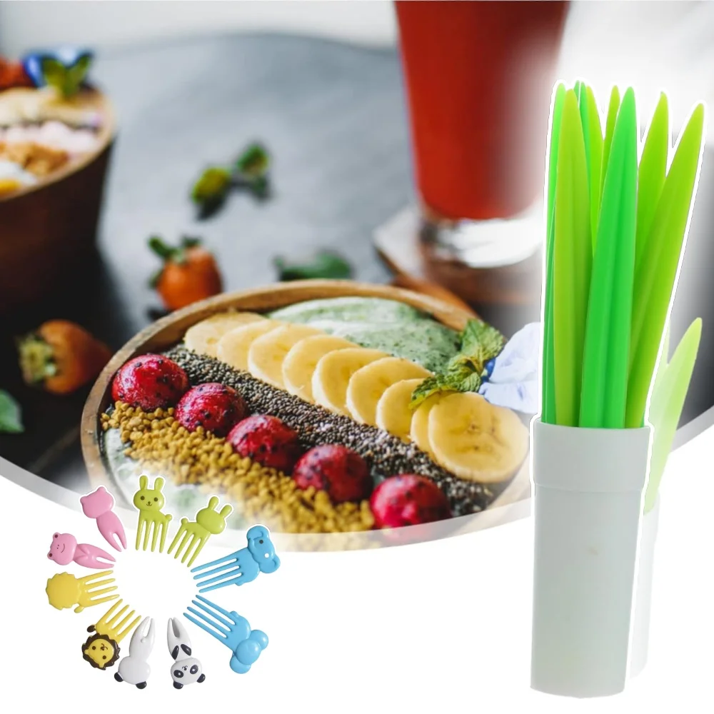 Obst Gabel Cartoon Kinder Kuchen Obst Zahnstocher Mini Tier Gabel Lebensmittel Grade Kunststoff Bento Mittagessen Bento Zubehör Party Decor