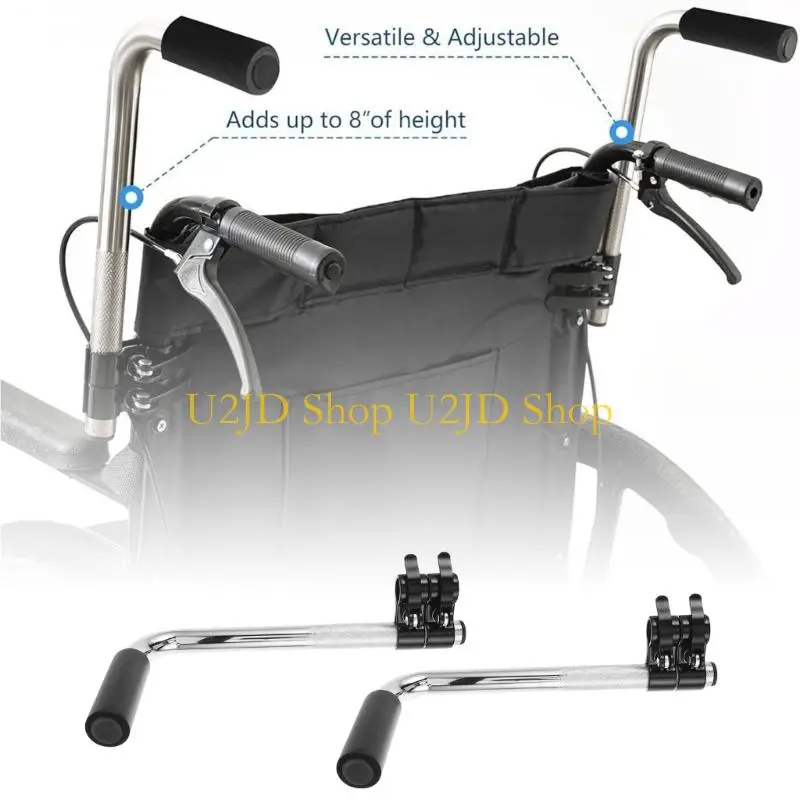 U2JD Stainless Steel Wheelchair Handle Extensions, Two-Piece Push Handle Accessory for Assisted Daily Pushing Use for Rear