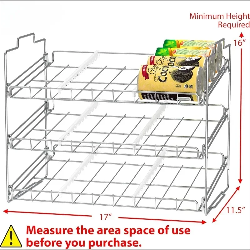 Stackable Can Rack Organizer for Kitchen and Pantry, Chrome Finish