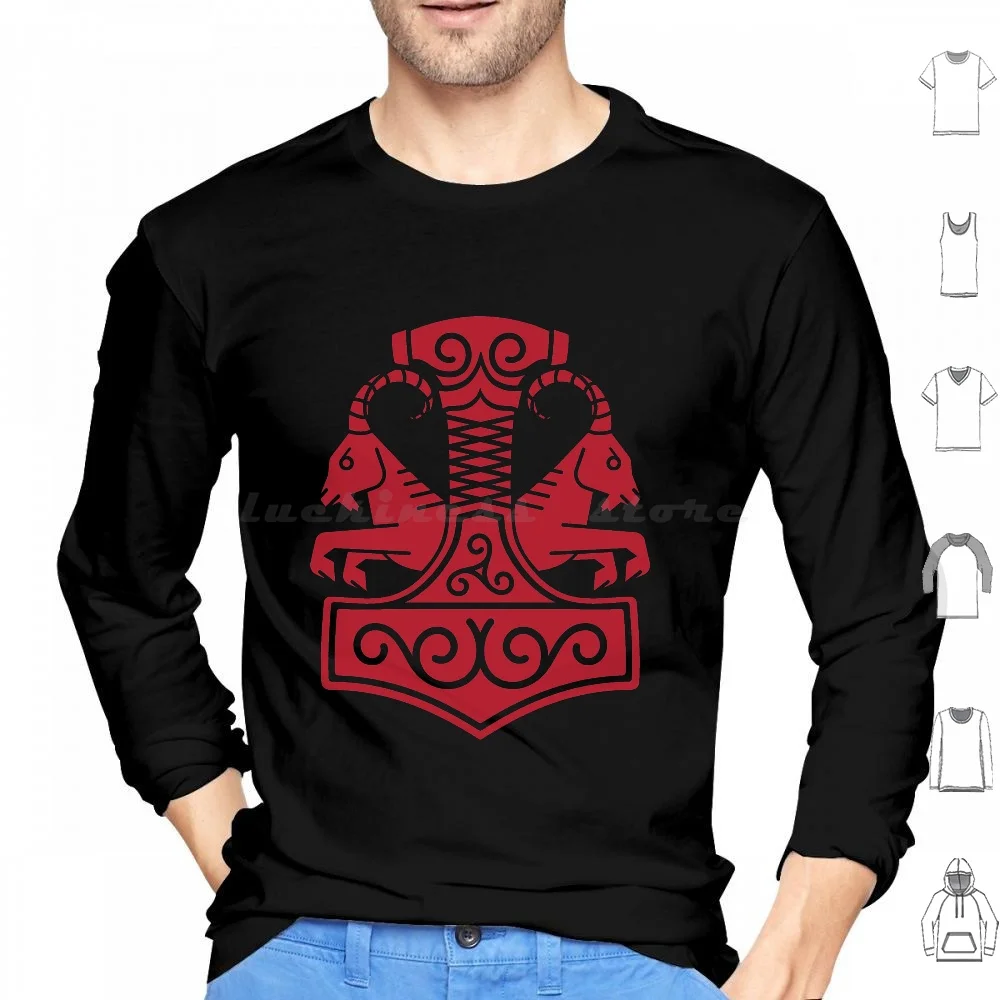 

Norse Thors Viking Hammer Mjolnir Goats Hoodies Long Sleeve Viking Norse Pagan Vikings Mythology Asatru Raven Rune