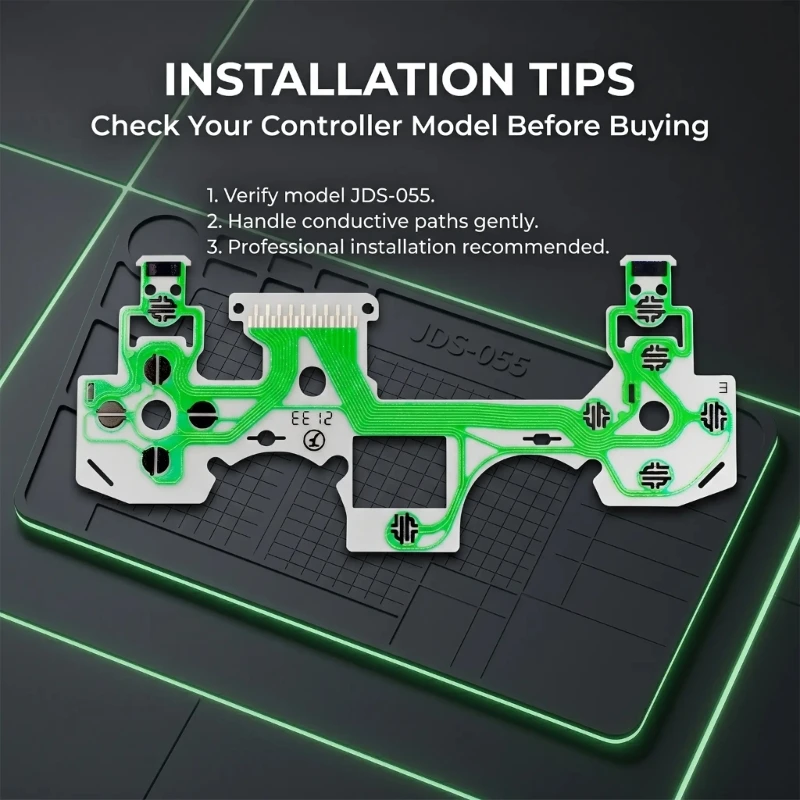 Internal Button Circuit Film for JDS-055 Controller Repair, Polyimide Contact Layer Replacement Part, Green 10 Pack for Service