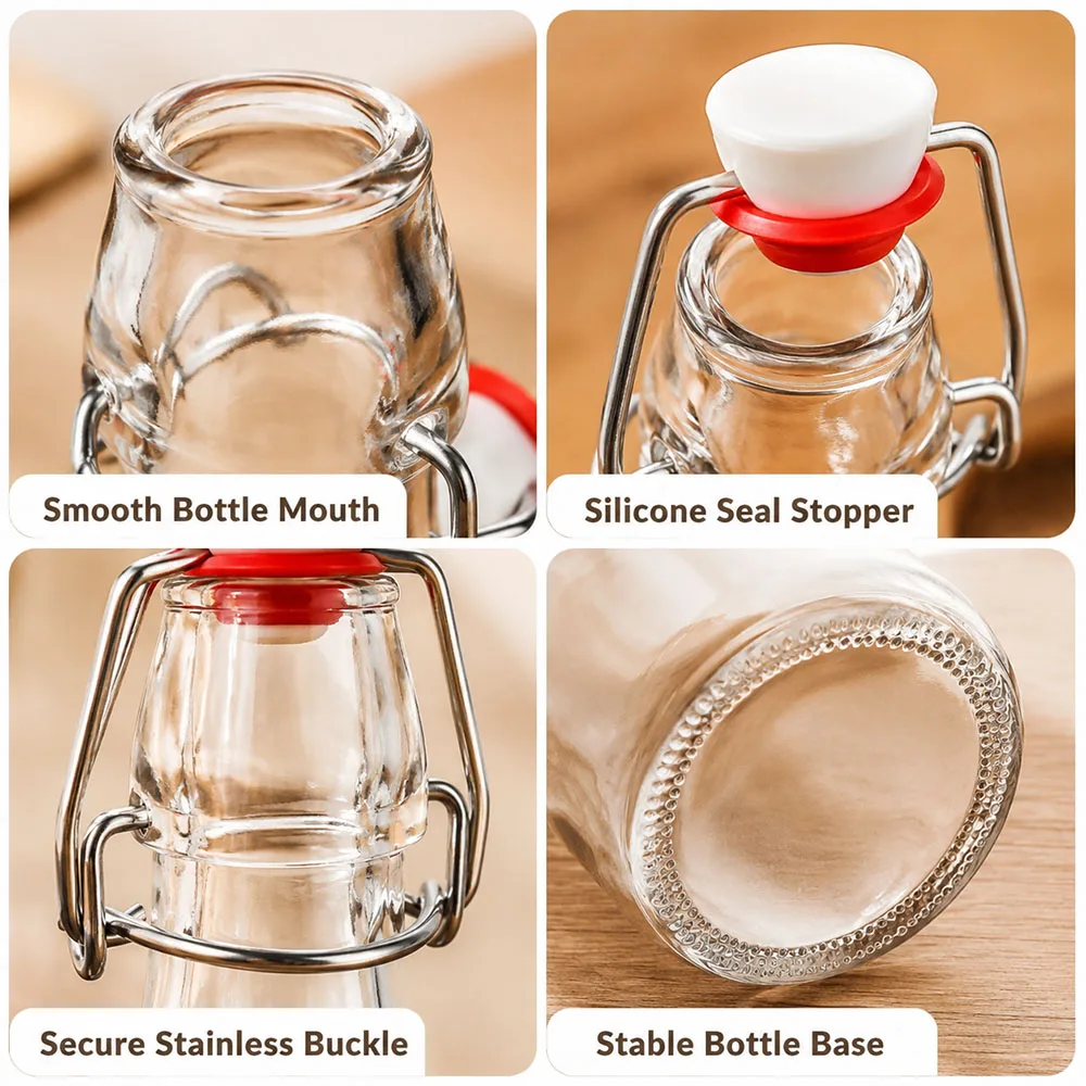 Swing Top Glass Bottles with Lids, Airtight Flip Top Bottles for Kombucha Beer Syrup Vanilla Extract Gift image 4