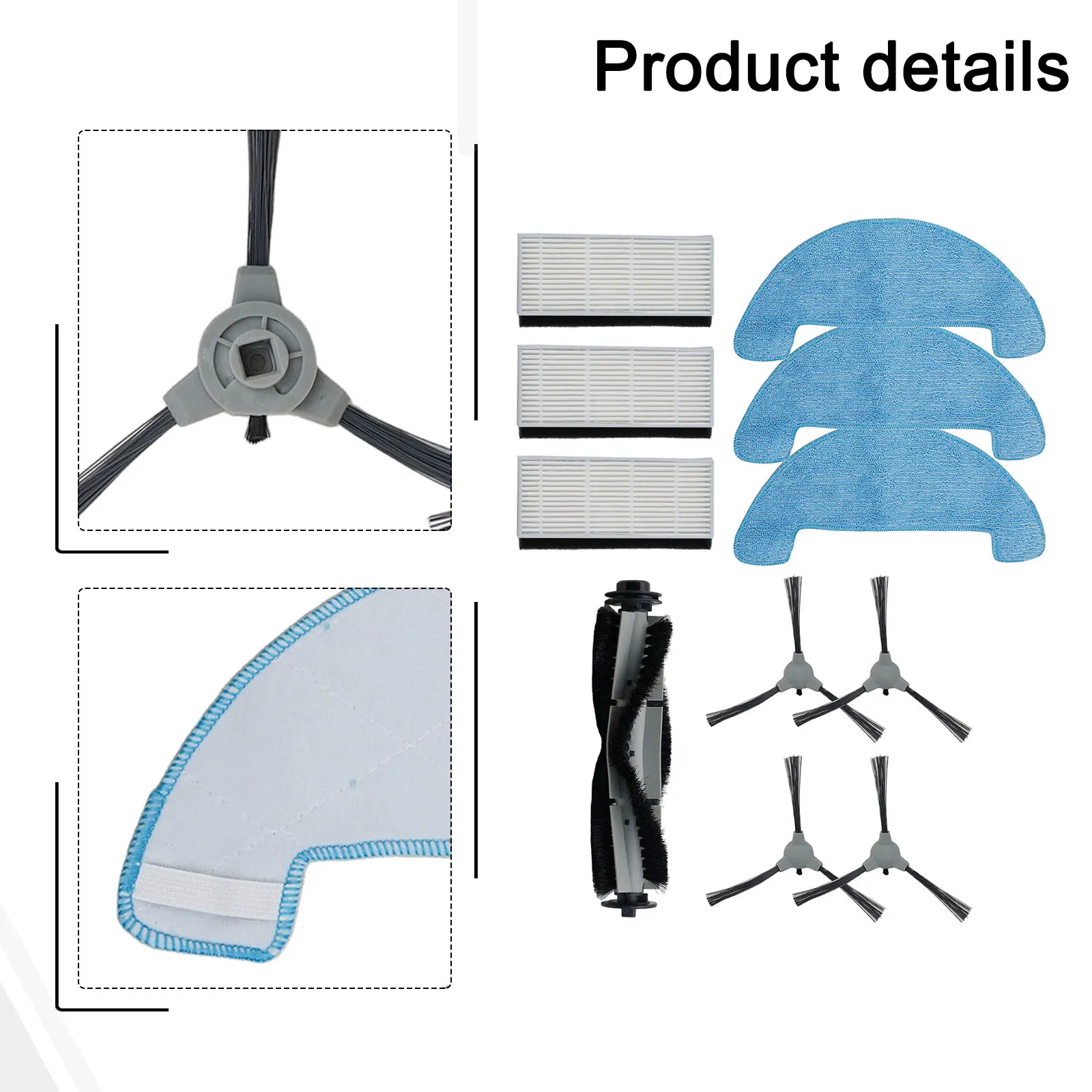 For Venga For VG RVC 3000 Replacement Parts Comprehensive Kit Featuring 4 Side Brushes Rolling Brush Mop Cloths & Filter Kits