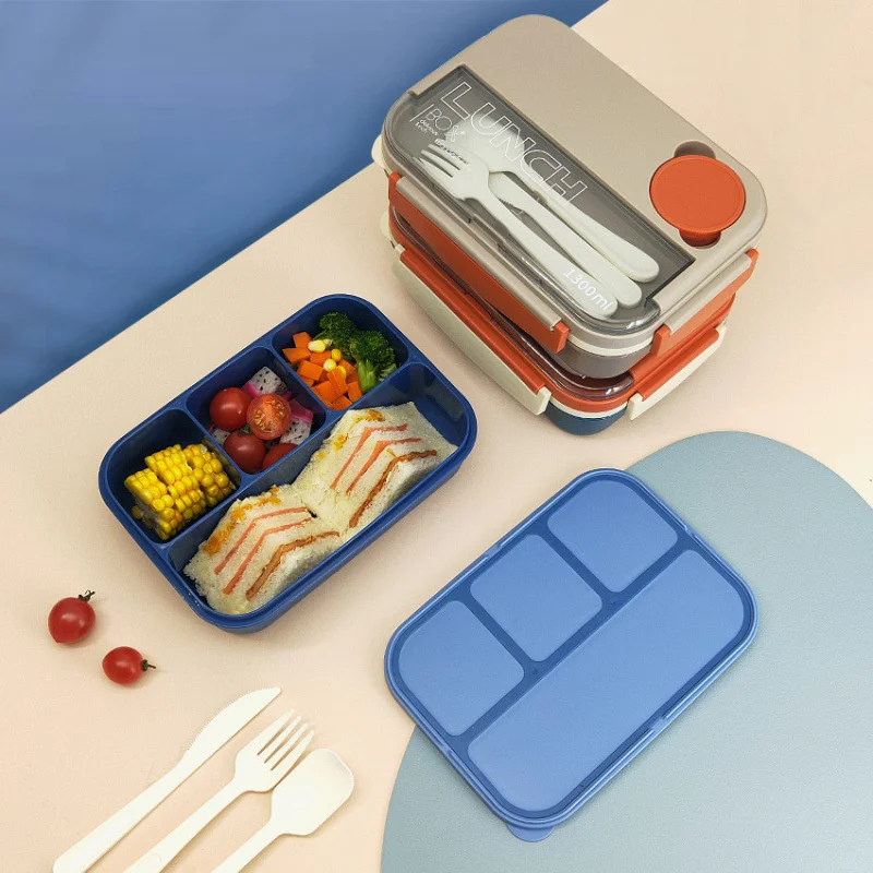 

Герметичная утолщенная коробка для бенто, 4 отделения, безопасный контейнер для микроволновой печи, контейнер для обеда, офисные работники, студенты, школа, приготовление еды на открытом воздухе