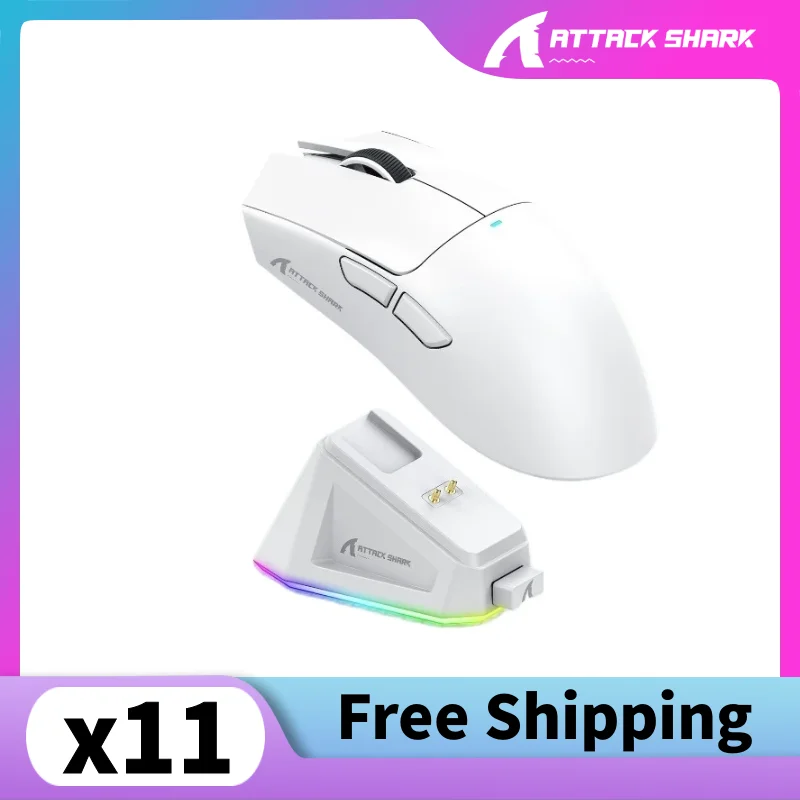 Attack Shark X11 Wireless Bluetooth Triple Mode Mouse Touch Screen Magnetic Charging Dock Ultra Light Macro Gaming Mouse