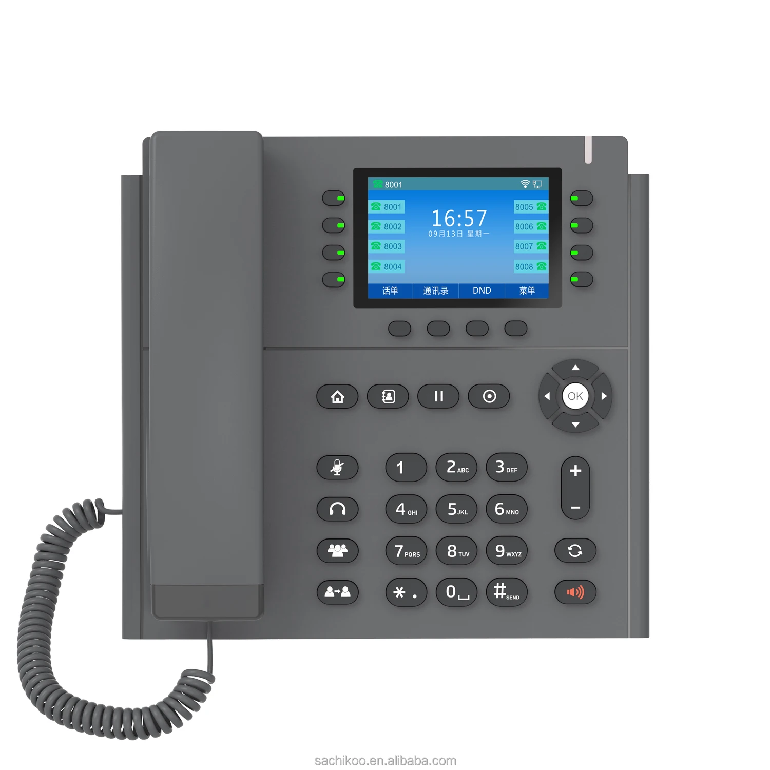 Luxury 3.5 Inch Telephone 8 SIP Accounts & WiFi Function POE Power for VoIP Products
