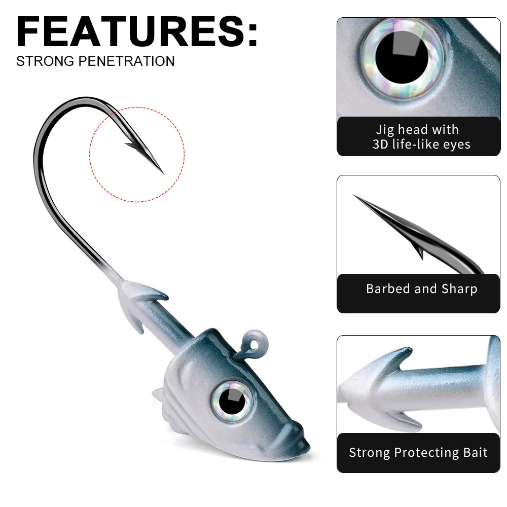 Fishing Lure Lead Head Hook Counterweight Soft Bait Anti-hanging Bottom Fish 21.5g Lure Fishing Gear Accessories