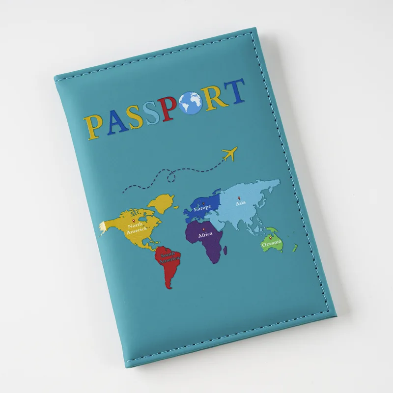 

2025 New Color Letter Map Printed Passport Holder Passport Cover Ticket Clip Passport Wallet Travel Wallet ID Card Holder Unisex