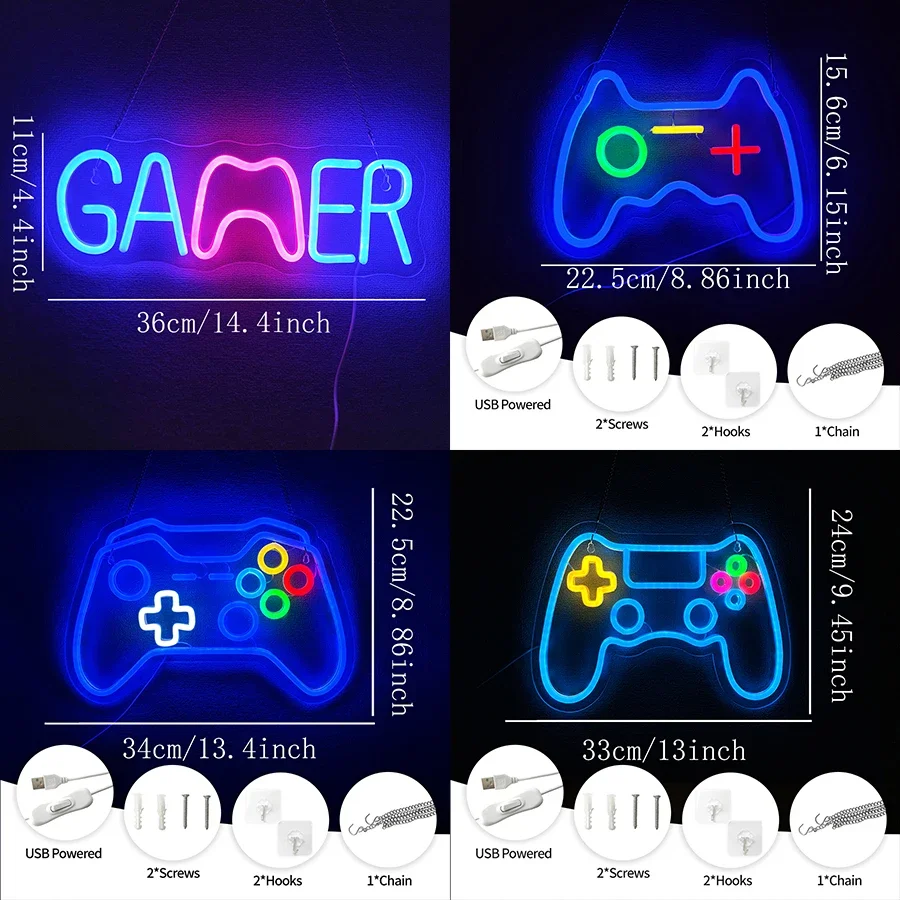 Gaming Lights for Wall, Gaming Decor for Boys Bedroom and Video Game Room Gamer Neon Sign,Gaming Neon Sign for Gamer Room Deco,