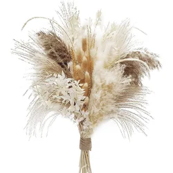 80pcs Dry Pampas Grass Bouquet Boho Decor Fluffy Artificial Pampas Christmas Decoration Flower Arrangement  Wedding Home Decor