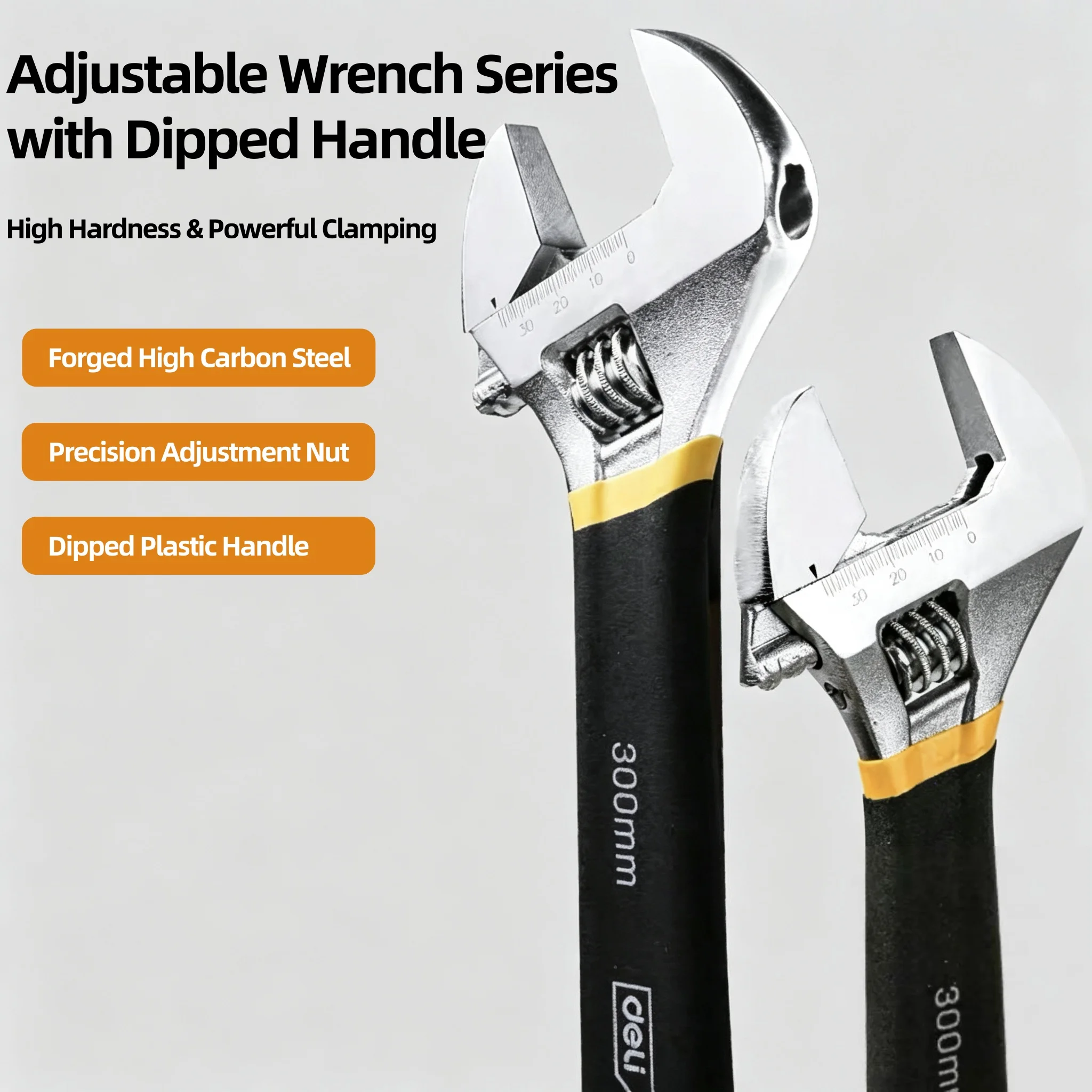 6/8/10/12 Inch Adjustable Wrench Carbon Steel Dipped Plastic Universal Spanner Non Slip Handle For Car Repair Hand Tools