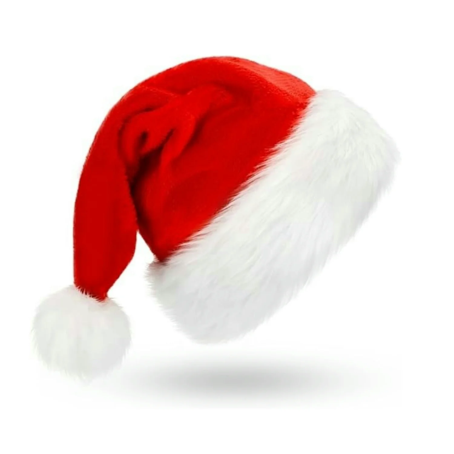 Packung Plüsch-Weihnachtsmütze, bequeme rote Weihnachtsmütze aus Samt für Weihnachtsfeier, Neujahrsparty, Gastgeschenke, passend für Erwachsene und Kinder