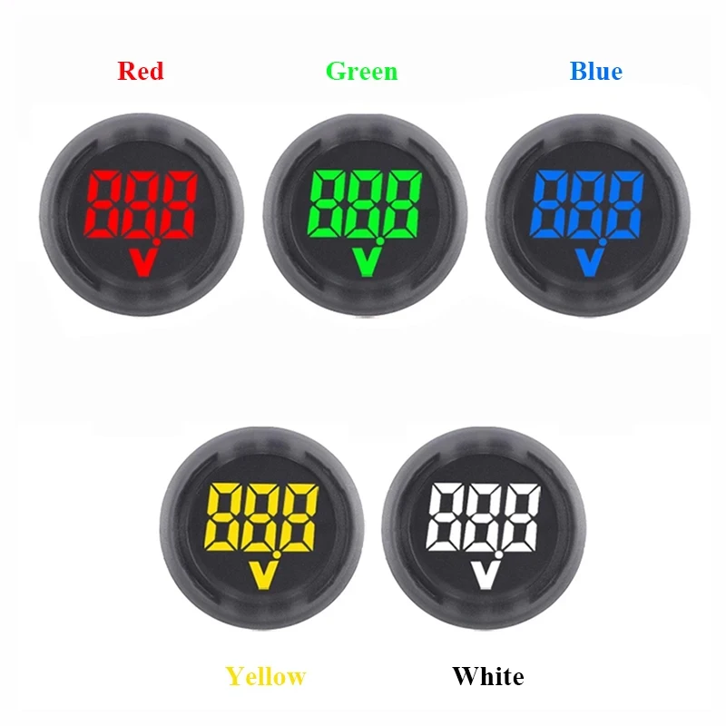 Round DC Digital Voltage Meter DC4V-100V LED Digital Display Voltmeter Panel Mount Voltage Tester Gauge