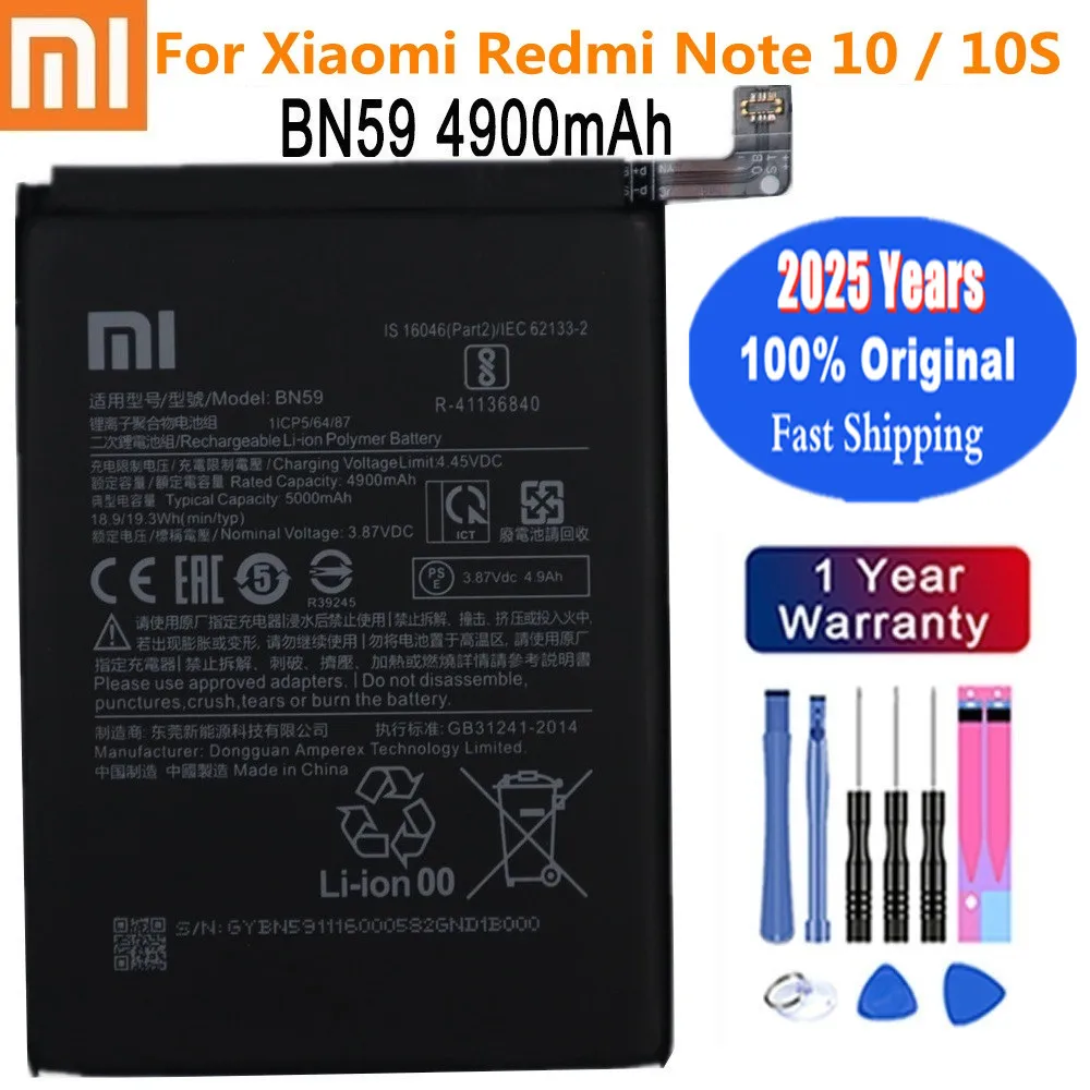 2025 Years 5000mAh BN59 Original Battery For Xiaomi Redmi Note 10 10S Phone Batteries Bateria Fast Shipping + Tracking Number