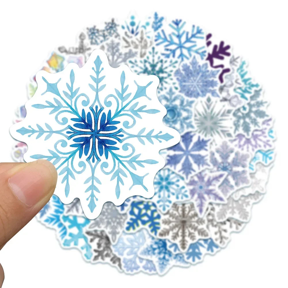 50PCS Winter Snowflakes PVC Graffiti Sticker Phone Aesthetic Decoracion Scrapbooking Accessories Child Sticker Flakes