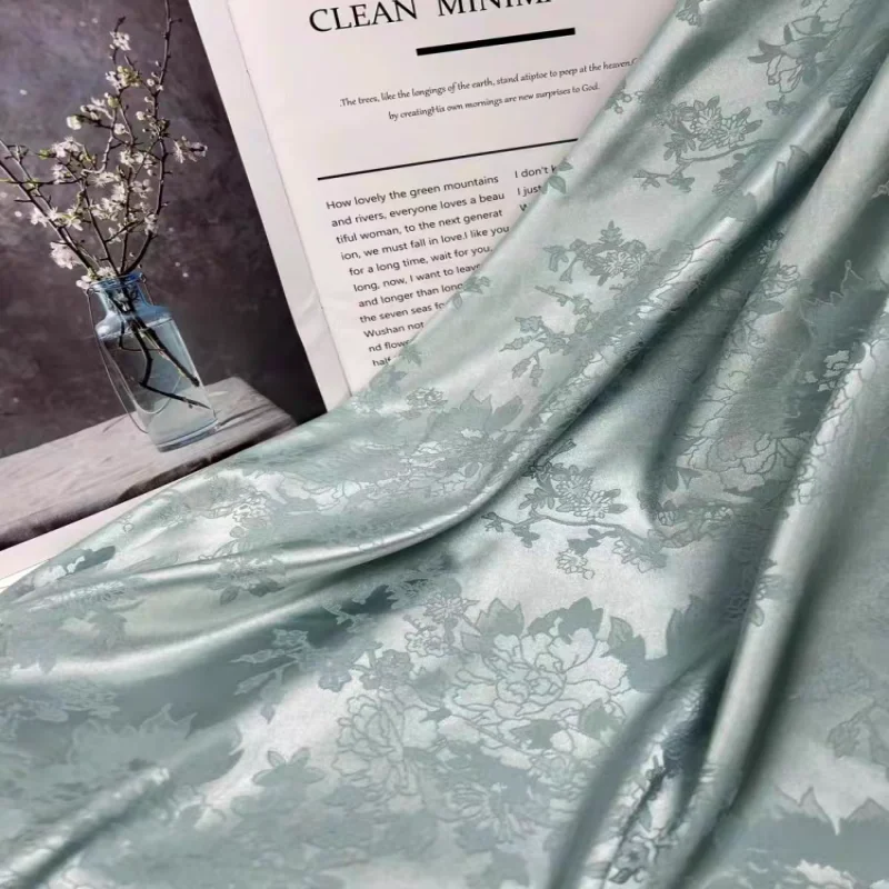 Имитация шелковой лозы, жаккардовая ткань с темным узором, имитация уксусной кислоты, рубашка с лямкой на шее Ципао, юбка с конским лицом, ткань для одежды ханьфу