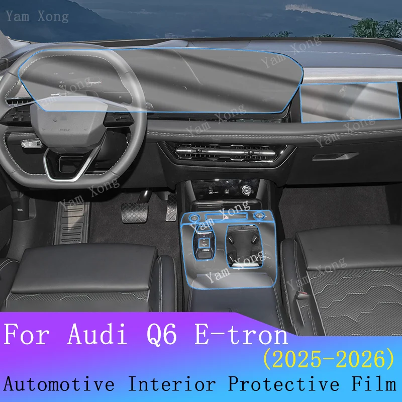 

For Audi Q6 E-tron 2025 2026 Accessories Interior transparent TPU GPS Navigation Gear Panel Center Console PPF Protection film