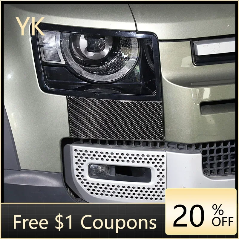

Soft Carbon Fiber Car Headlights Side Cover Trim Sticker For Land Rover Defender 90 110 130 2020-2025 Car Accessories
