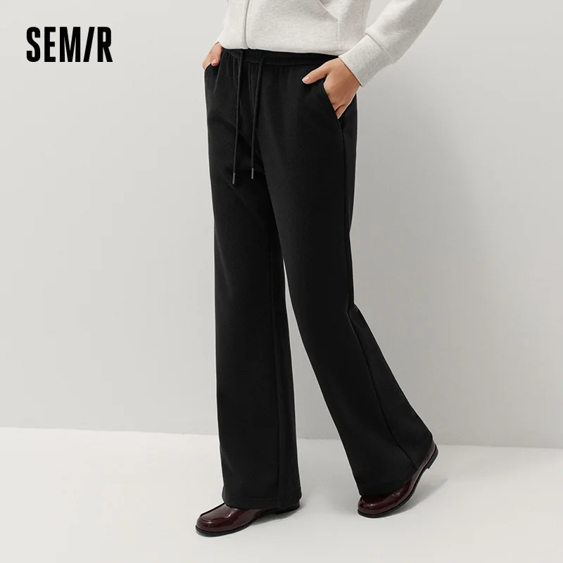 Semir Women Pants Wool Look Fabric Flared Leg Solid Color 2026 Winter Full Length Urban Casual Style Comfort Fit Everyday Style