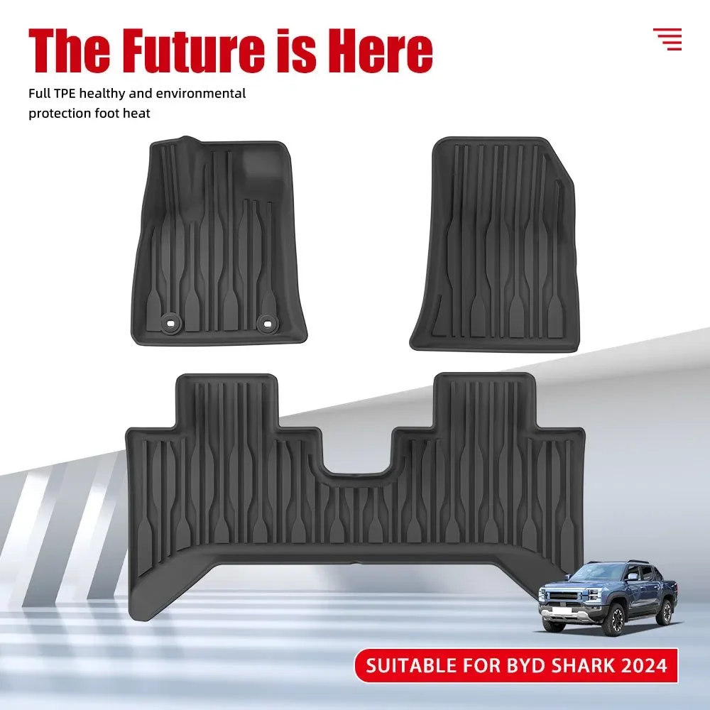 New Arrival TPE 3D Car Floor Mats,Waterproof and Dustproof,Suitable for BYD Shark 2024,All-Season Black Luxury Interior Mats