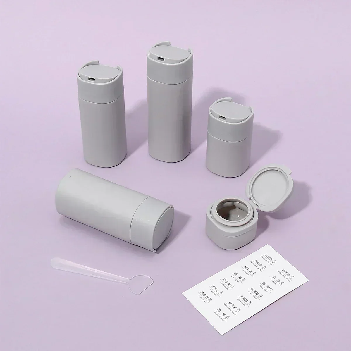 로션 샴푸 및 클렌저용 생기 넘치는 소프트 터치 여행용 병 5종 세트 - 컴팩트하고 스타일리시합니다!