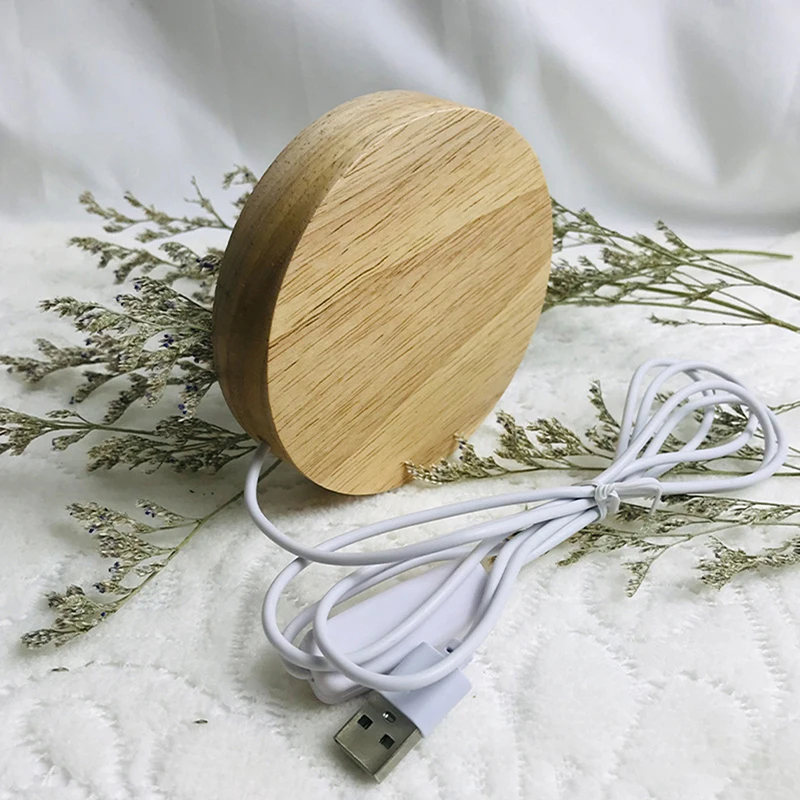 Wood Light Base Rechargeable Remote Control Wooden LED Light Rotating Display Stand Lamp Holder Lamp Base Art Ornament