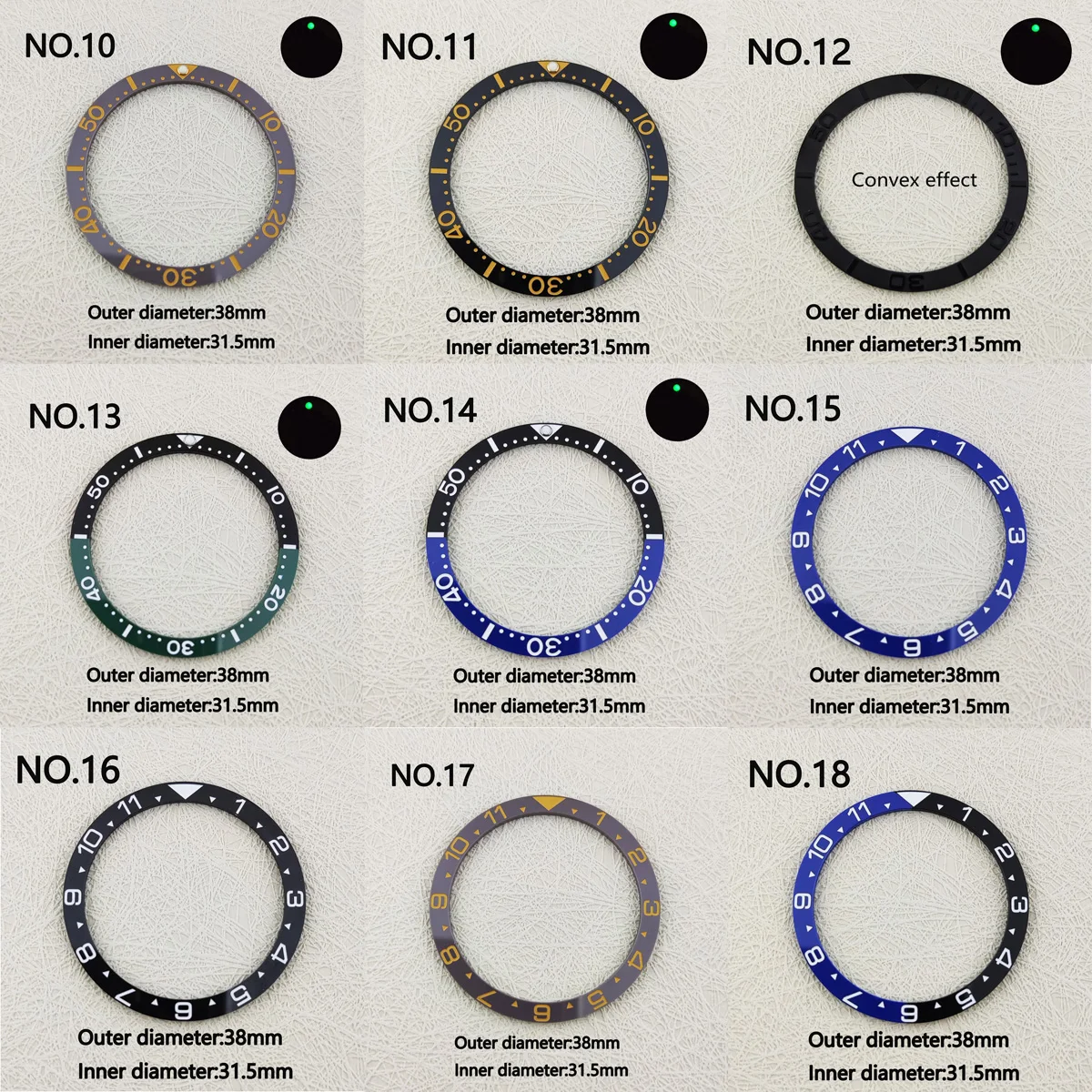 Flat Ceramic Bezel Insert 38mm*31.5mm Modify for Watch SKX007 SKX009 Replacement Watch Parts Luminous Ring Stickers ALL