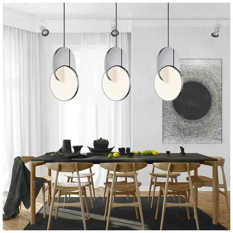 Modern Mirror Round Ring Lamp Led Pendant Lights Bedside Table Dining Kitchen Fixture Home Decoration Accessories Indoor Lightin