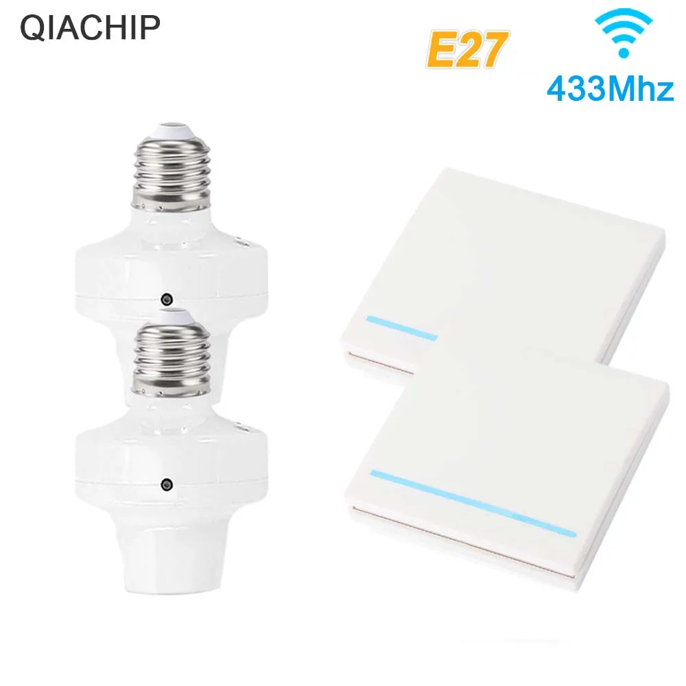 QIACHIP 433MHz Wireless Smart Light Bulbs Adapter AC90-265V E27 Lamp Holder Use With Wireless Remote Control and Wall Switch