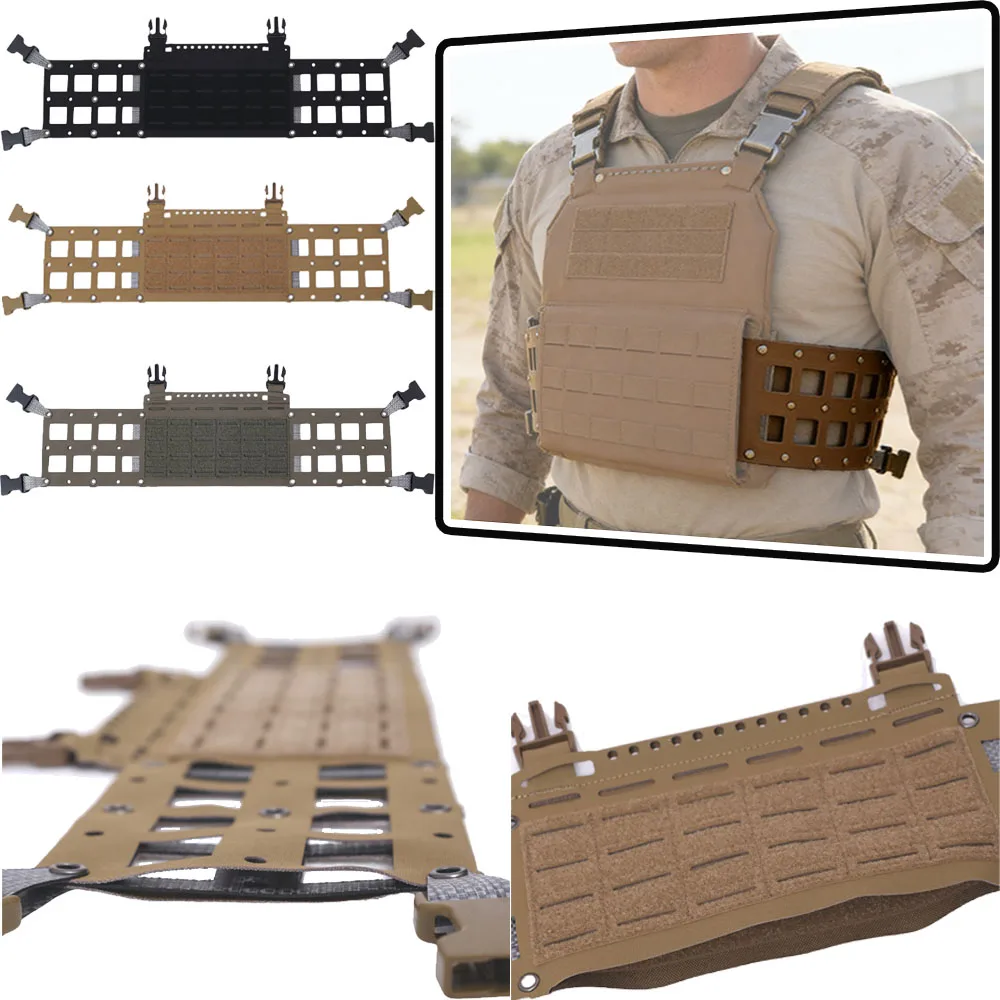 

Outdoor Tactical Chest Plate Base Equipped with Two T Shaped Plates On Both Sides Support,Large Capacity Double Sided Mounting