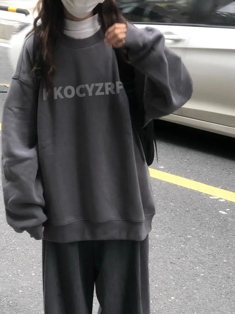 Women'S Sweat-Shirts Vintage Clothing Four Seasons Cool Lined Chic Unique Plain Quality Knitted Printing Workout Sudaderas