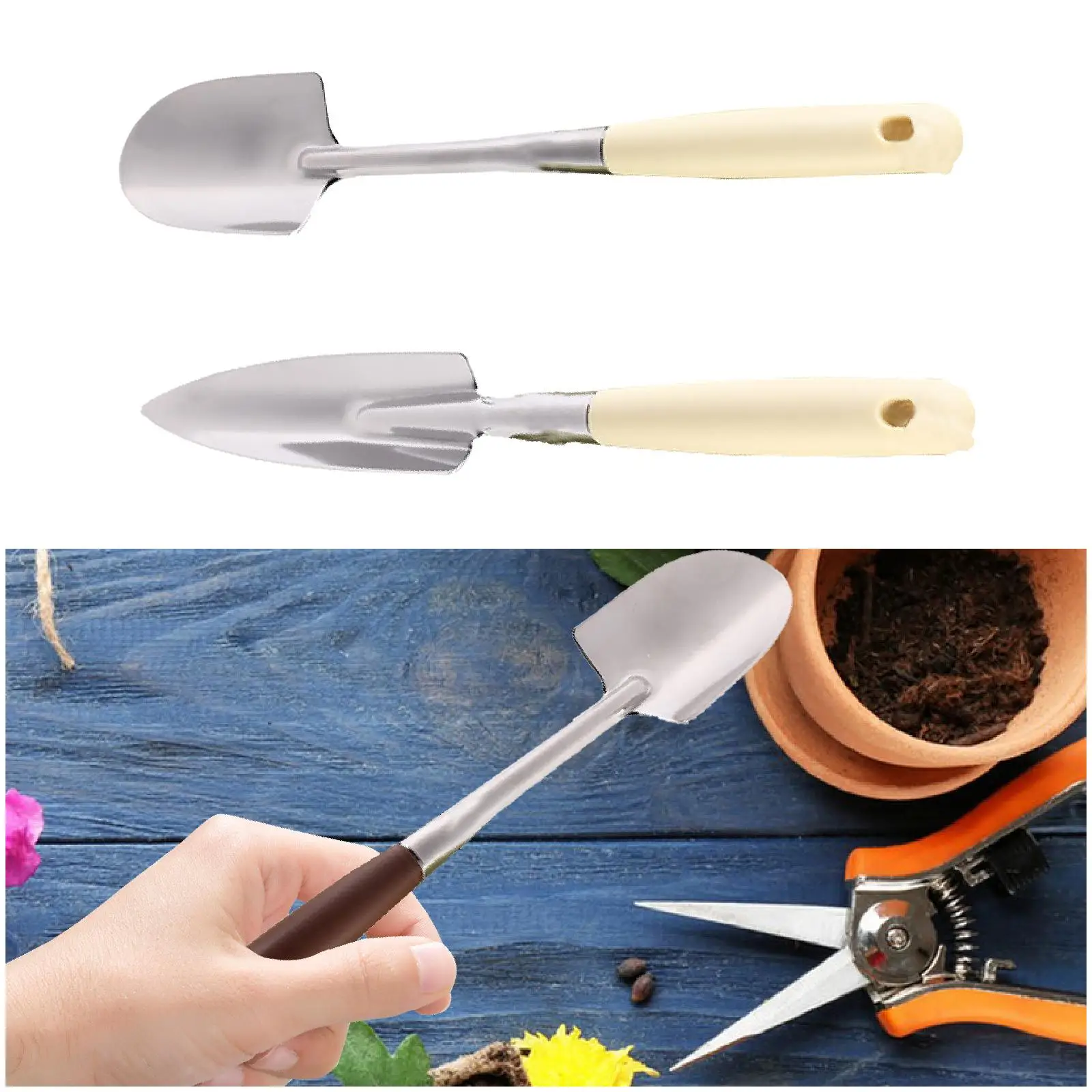 Small Garden Trowel Potting Shovel Gardening Bonsai Tools Stainless Steel Small Shovel for Lawn and Yard Tools Digging Planting