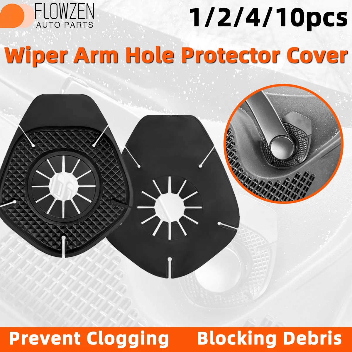 1/2/4/10PCS Universal Wiper Arm Hole Protector Cover Rubber Weatherproof Dust Shield Premium Car Exterior Accessories