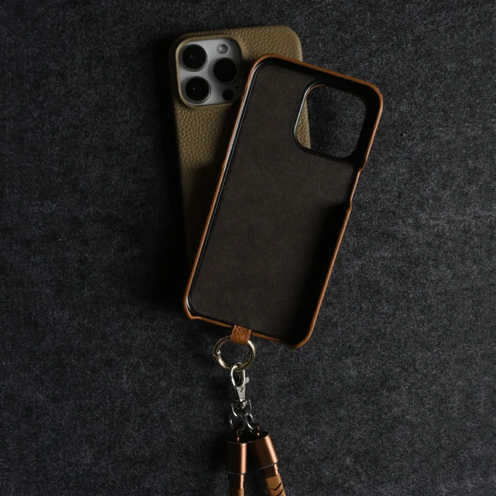 Luxury USB Charging Cable Genuine Leather Case For iPhone 16 Pro Max 15Pro 11 13 12pro 14Pro Strap Crossbody Lanyard Phone Cover
