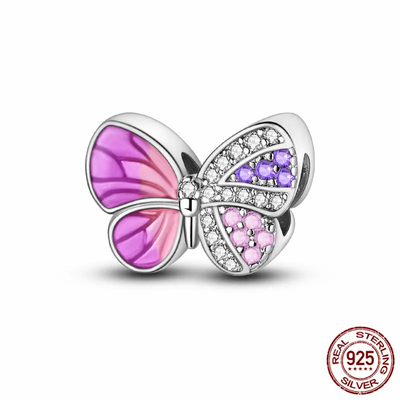 

925 Sterling Silver Butterfly Charm Bead, perfect for creating original bracelets and DIY jewelry for women.