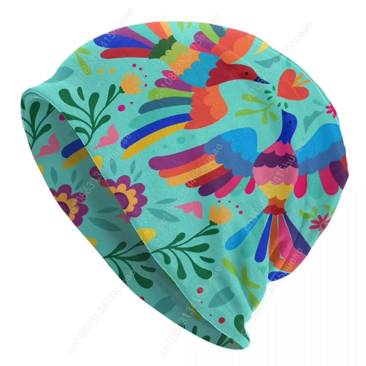 Bonnet Winter Warm Knitted Hat Women Men Mexican Floral Flower Textile Cool Beanies Caps Colorful Beanie Hats Outdoor Ski Cap