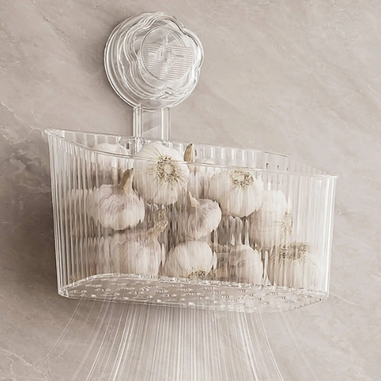 Strong Suction Storage Basket Ventilated Organizer for Kitchen and Bathroom Wall Mount Use