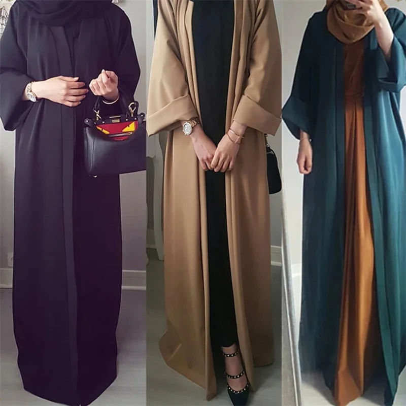 Islamic clothing for women abaya Muslim fashion kaftan dress long sleeve cardigan solid Arab Dubai Turkish Islam dresses