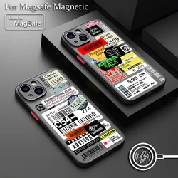 트렌드 스탬프 라벨 바코드 휴대폰 케이스, 삼성 갤럭시 S25, S24, S23, S22, S21, S20 FE 플러스 울트라 5G 매트 마그네틱 후면 커버