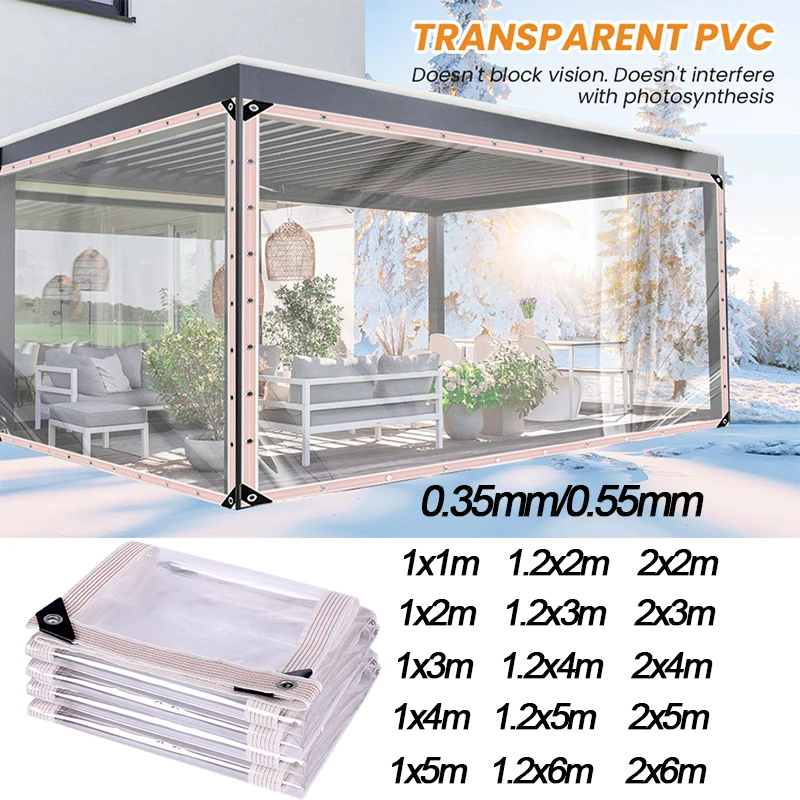 0.3mm/0.5mm outdoor transparent PVC rainproof cloth garden balcony tarpaulin door and window transparent waterproof tarpaulin
