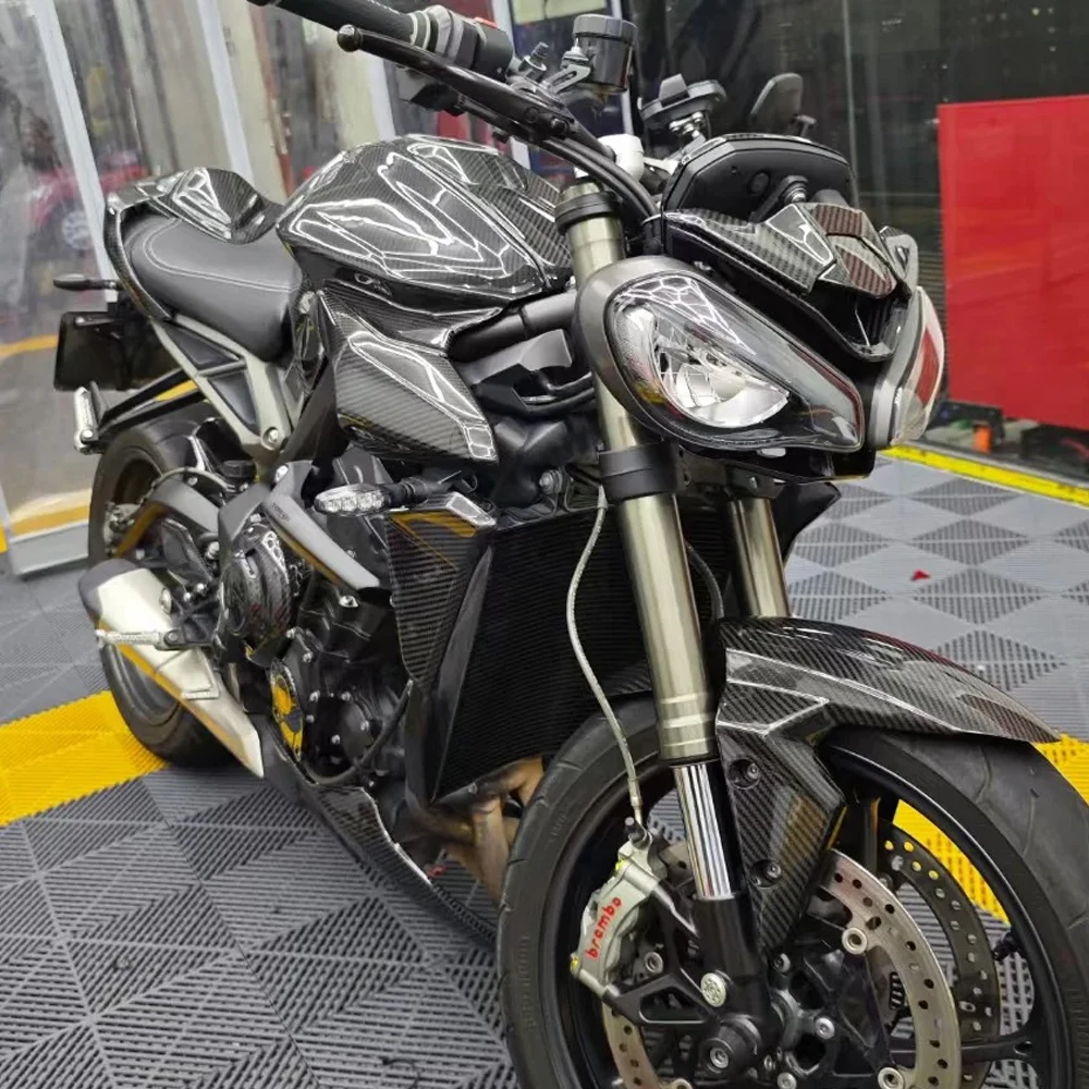 For Triumph Street Triple 765RS 23+ Carbon fiber radiator outer panel decorative slider motorcycle accessory decorative cover