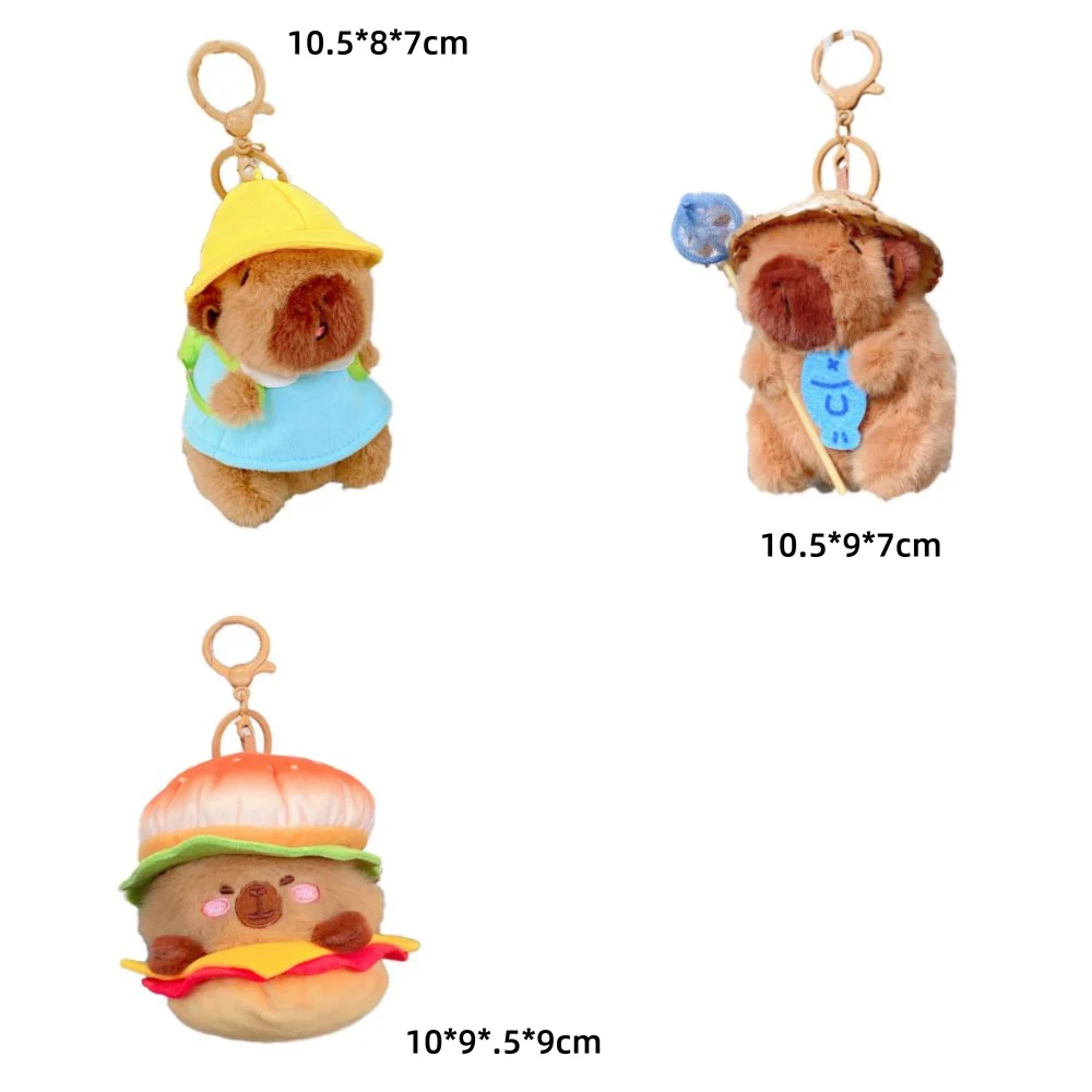Porte-clés Capybara en peluche multicolore, animaux en peluche poilus, poupée animale moelleuse, cochon d'inde, dessin animé Capybara