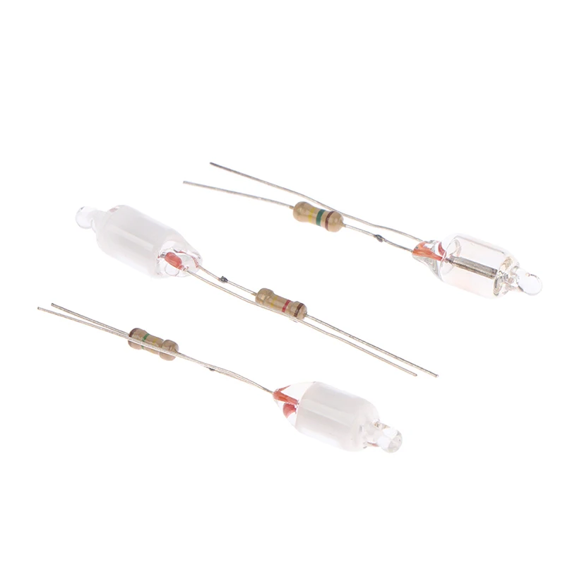 6*13mm Red Blue Green Indicator Lights With Resistor, 10Pcs 220V Mini Neon Signal Bulbs
