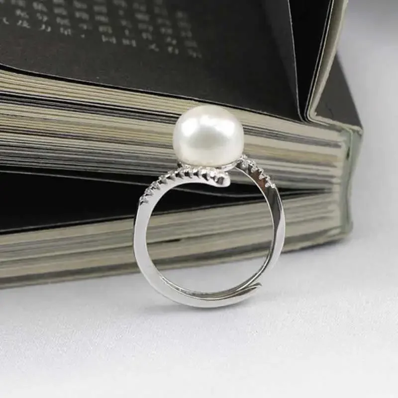 New Elegant Simulated Pearl Rings for Women Wedding Engagement Bands Accessories with CZ Stone Exquisite Gift Fashion Jewelry