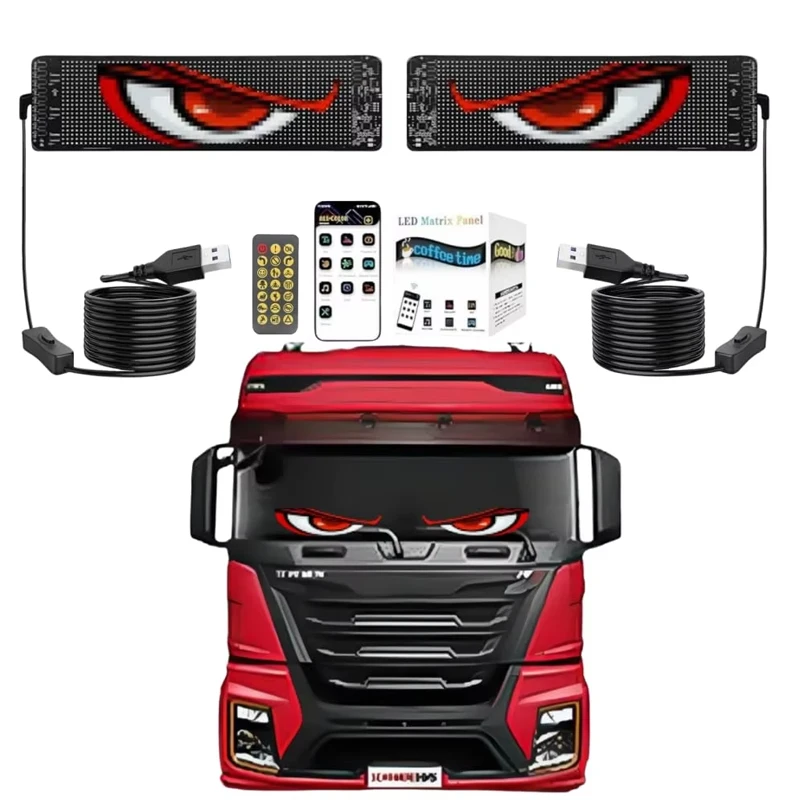 Dynamic Devil Eyes Light for Car Truck Windshield Programmable LED Display Flexible Soft Screen DIY Bluetooth APP Remote Control