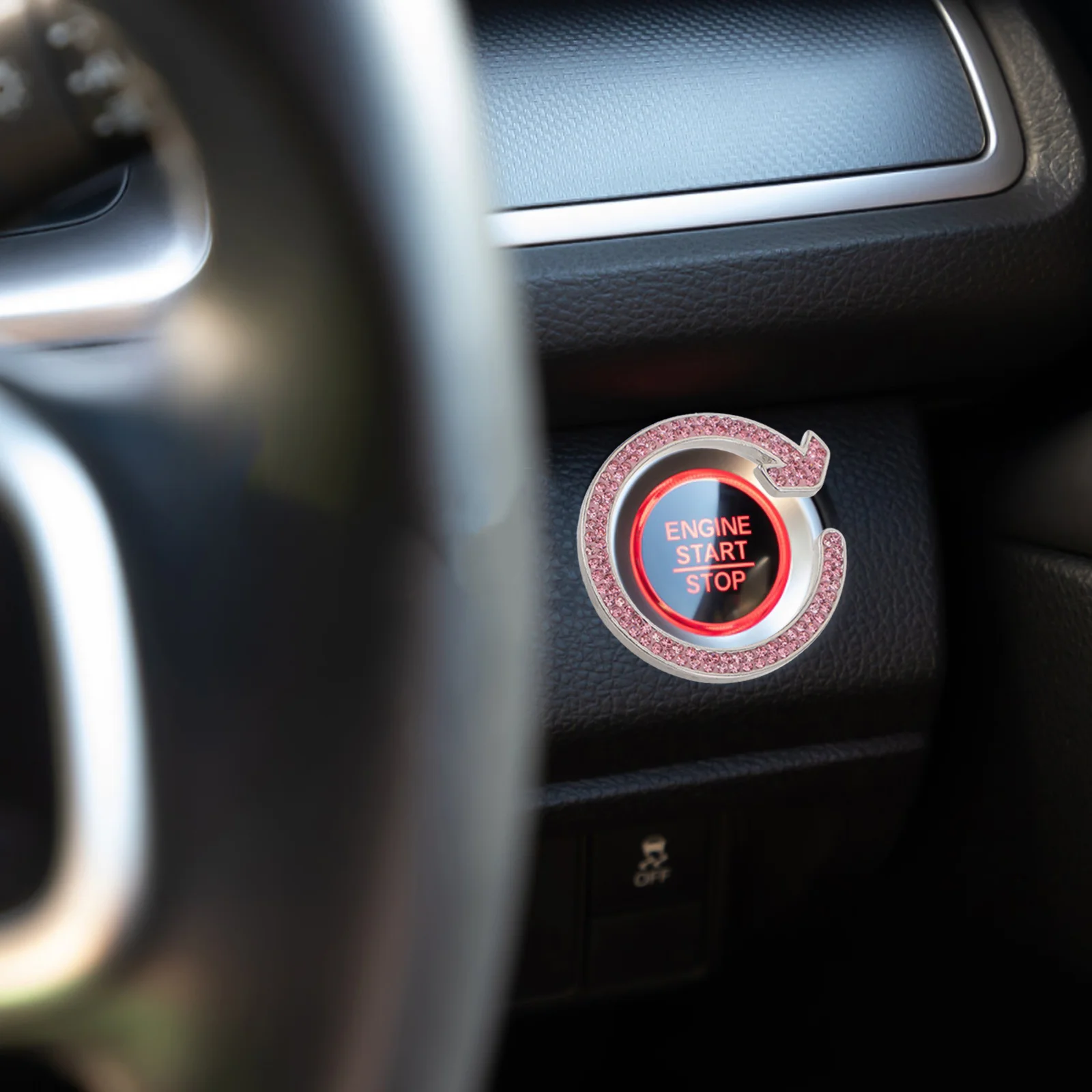 

Engine Start Ring Rhinestone Bling Push Start Button Cover Universal Ignition Button Decoration For Car Interior -