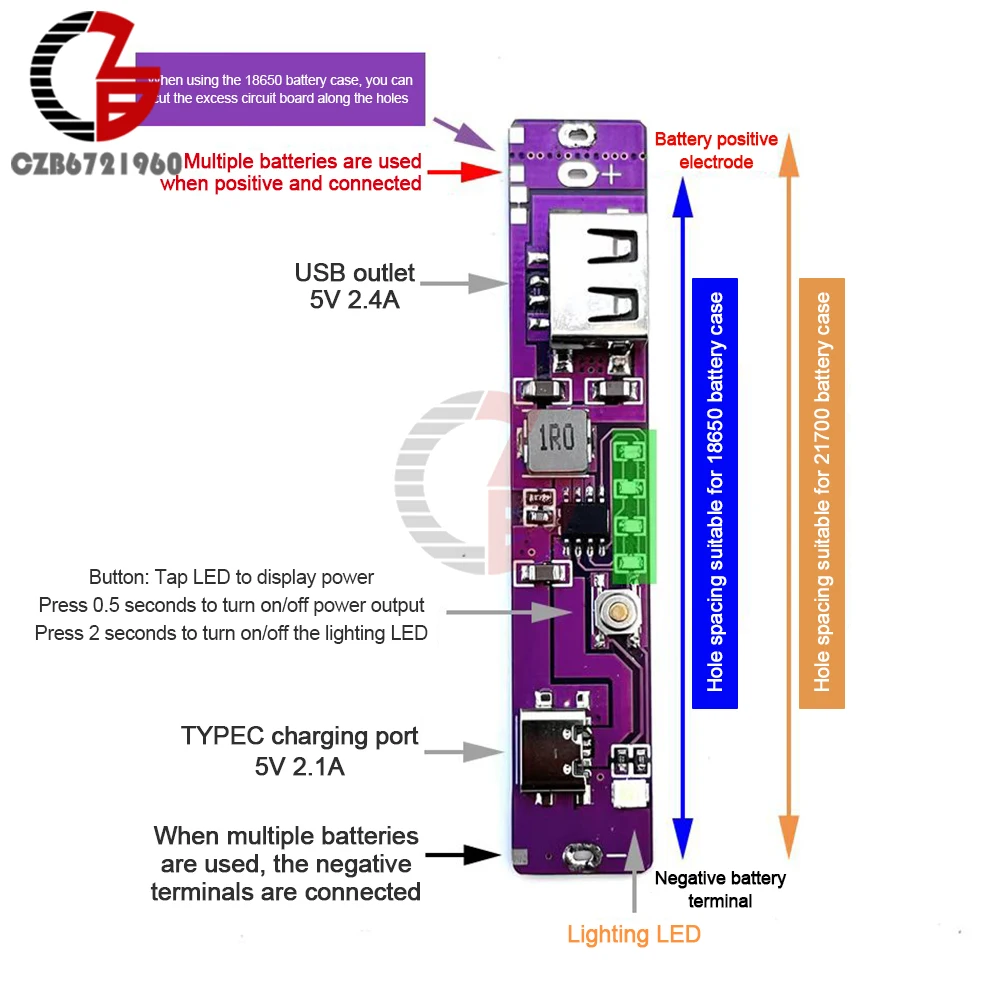 New Power Bank Fast Charging Case 18650 21700 2.1a Type-c Input 18650 Charging Bank Kit Quick Charging Module With Battery Box