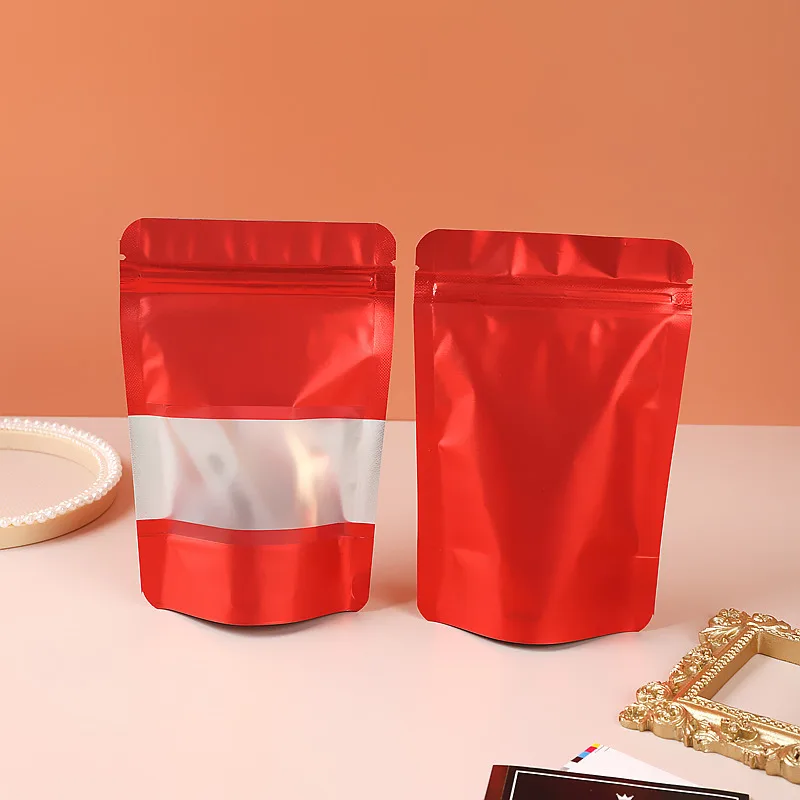 Matt Stand Up Colors Frosted Window Aluminum Foil Zip Lock Bags Snack Jewelry Food Candy Gift Resealable Storage Packaging Bag